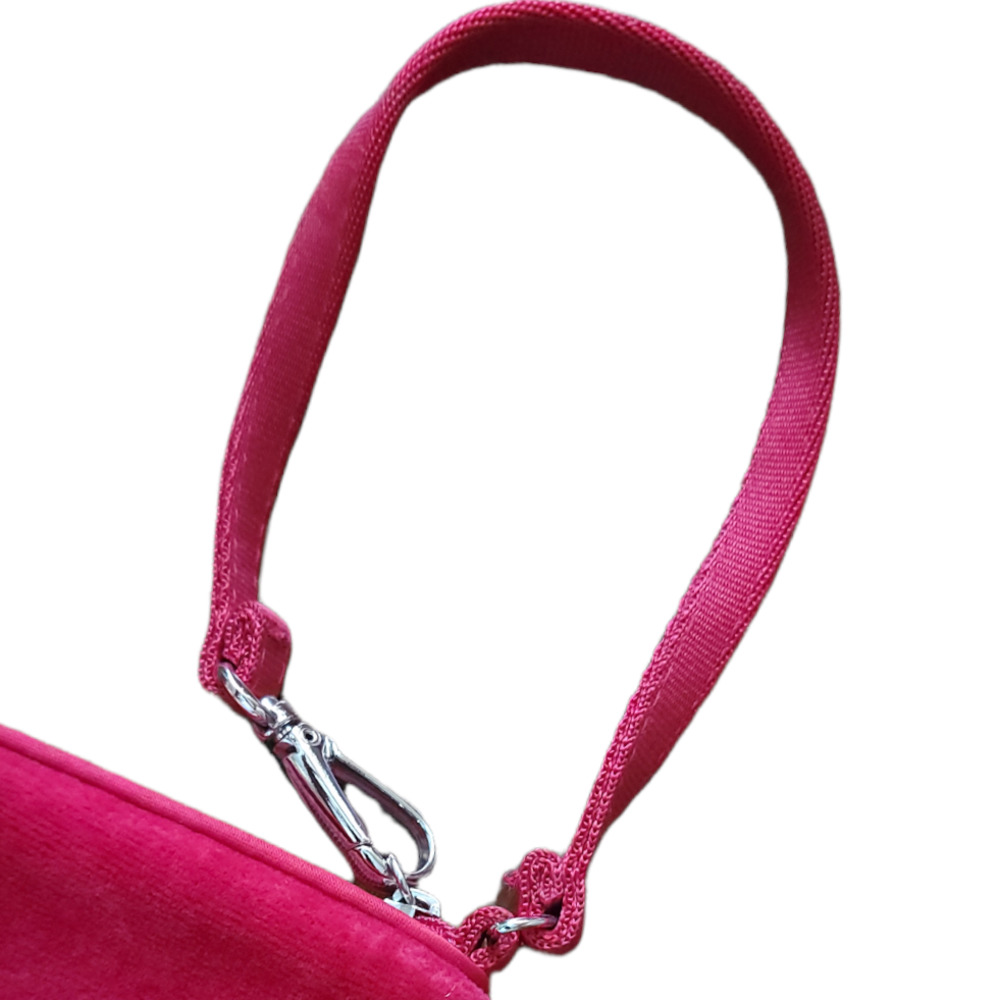 Red Velvet Clutch Wristlet Suede Handbag Purse - Picture 3 of 3